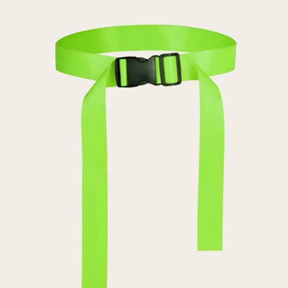 Neon green release buckle tape belt - Picture 1 of 3
